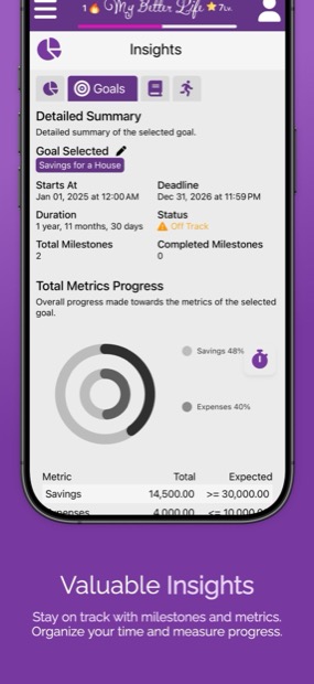My Better Life app screenshot